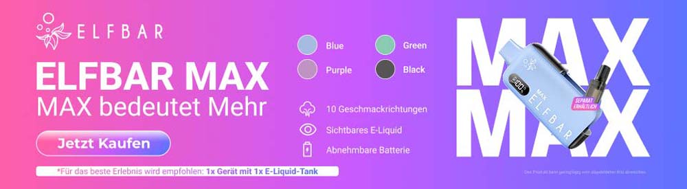 Elf Bar Max Mehrweg Vape - Mit 10ml Pods für 6000 Züge Elfbar Max - 6000 Züge Prefilled Pod System