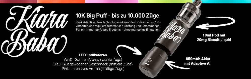 Kiara Baba Vape Banner mit Infos