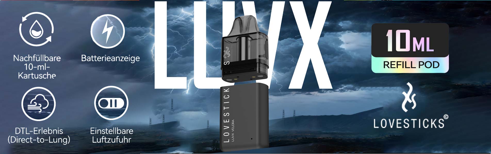 LUVX Velora - Die neue 10ml Mehrweg Vape von Lovesticks