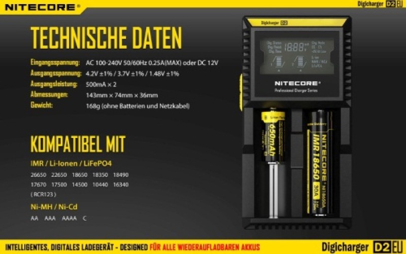Preview: Nitecore Digichager - Ladestation D2