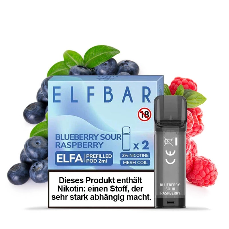 Blueberry Sour Raspberry Elf Bar Elfa Pods - mit 2ml und 20mg Elf Bar Liquid