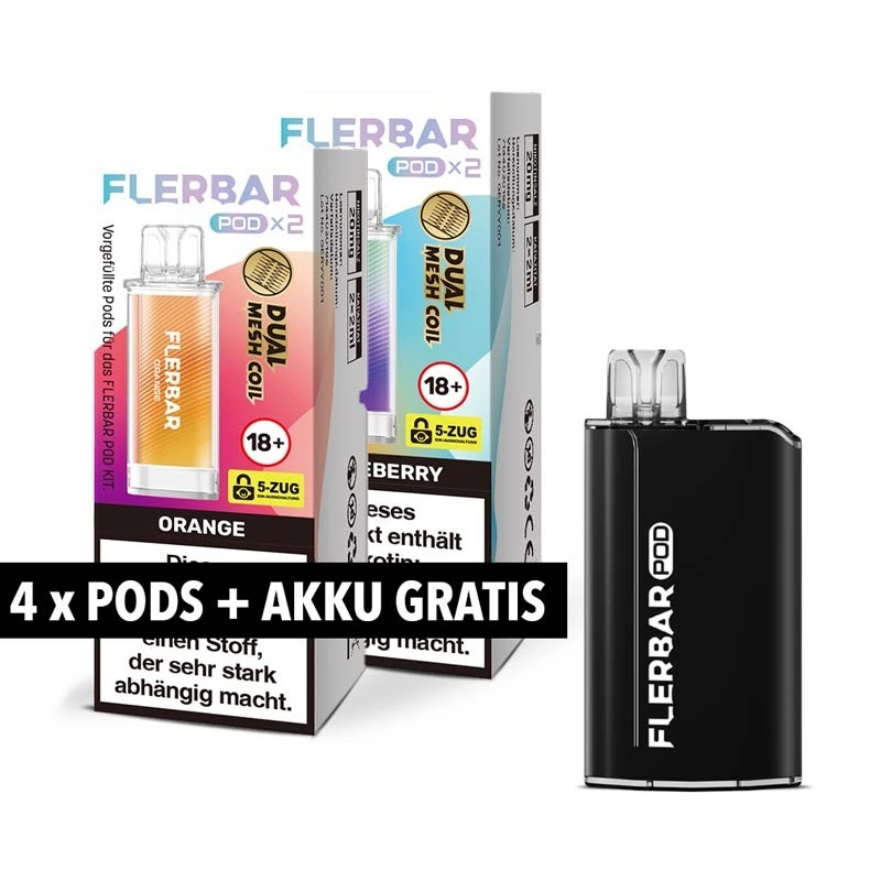 Flerbar Pod Bundle - 4 Pods + gratis Akku