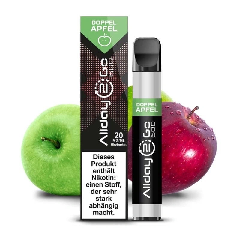 Nikotinfrei Doppelapfel Allday 2 Go Einweg Shisha by Ultrapod 600 Züge