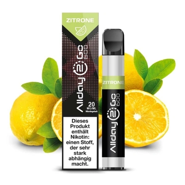 Nikotinfrei Zitrone Allday 2 Go Einweg Shisha by Ultrapod 600 Züge
